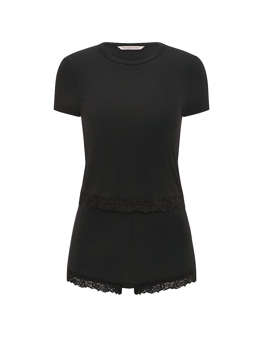 sosoft™ modal lace trim tee & shortie set sosoft™ modal lace trim tee & shortie set