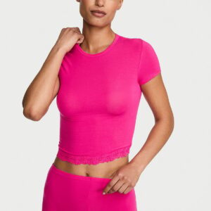 Витрина sosoft™ modal lace trim tee & shortie set