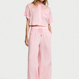 Home tencel™ oversized crop short sleeve long pajama set