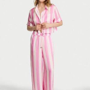 Home tencel™ oversized crop short sleeve long pajama set