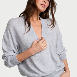 luxe knit oversized v neck sweater
