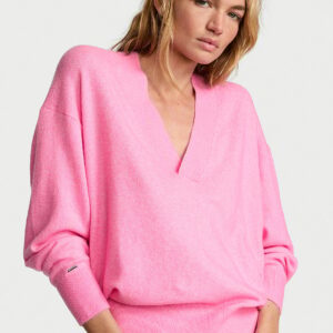 luxe knit oversized v neck sweater