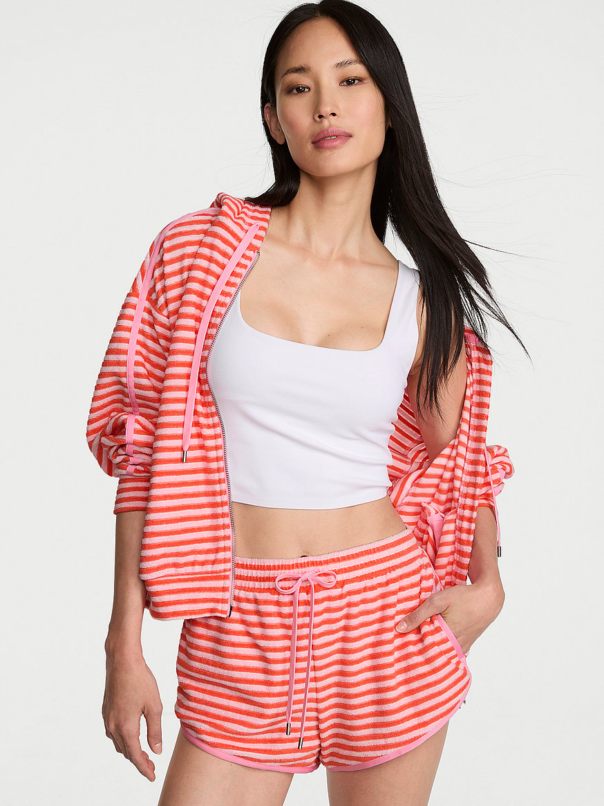 micro terry curved hem short micro terry curved hem short