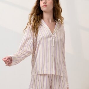 Витрина washable silk button up long sleeve short set
