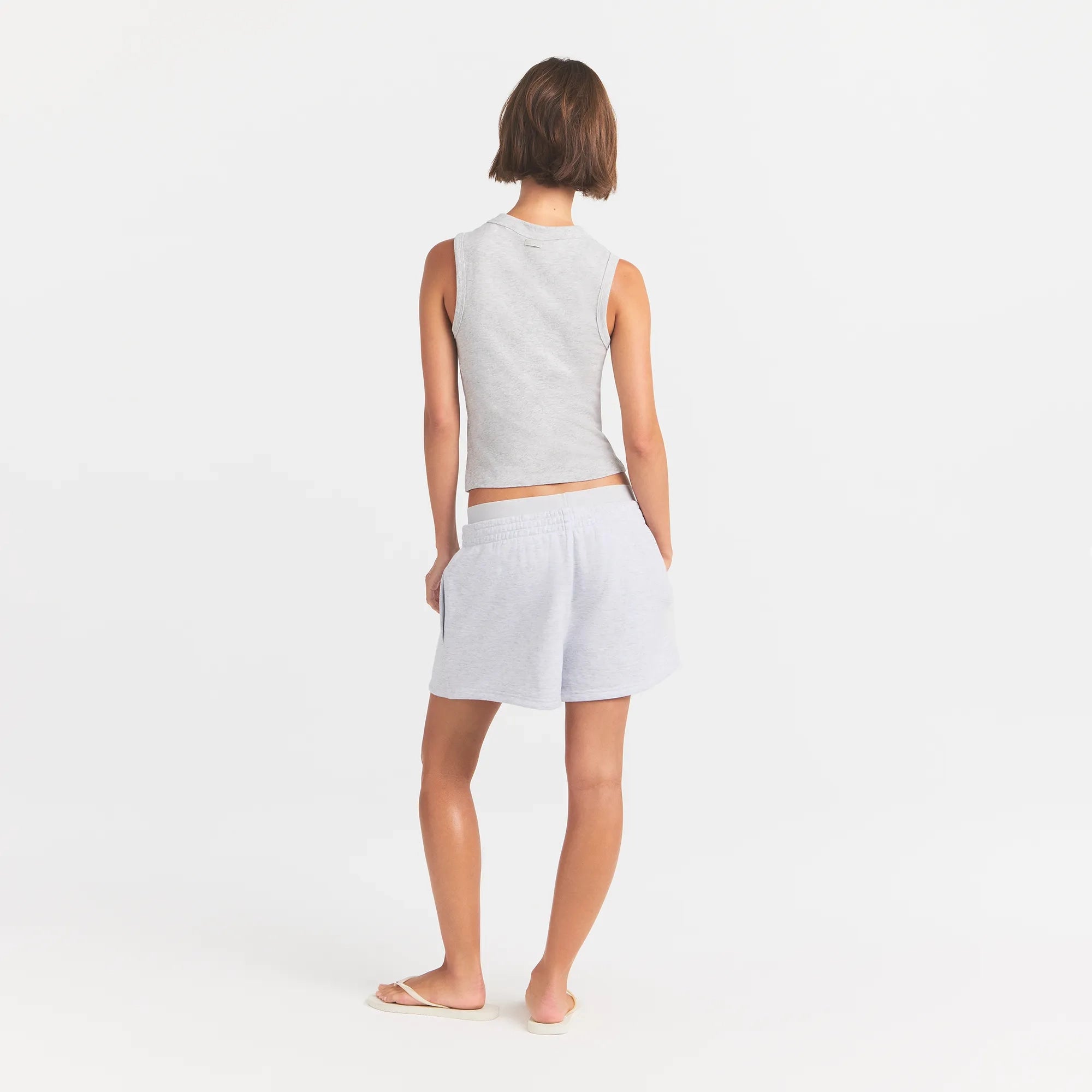 cotton fleece double waistband short cotton fleece double waistband short