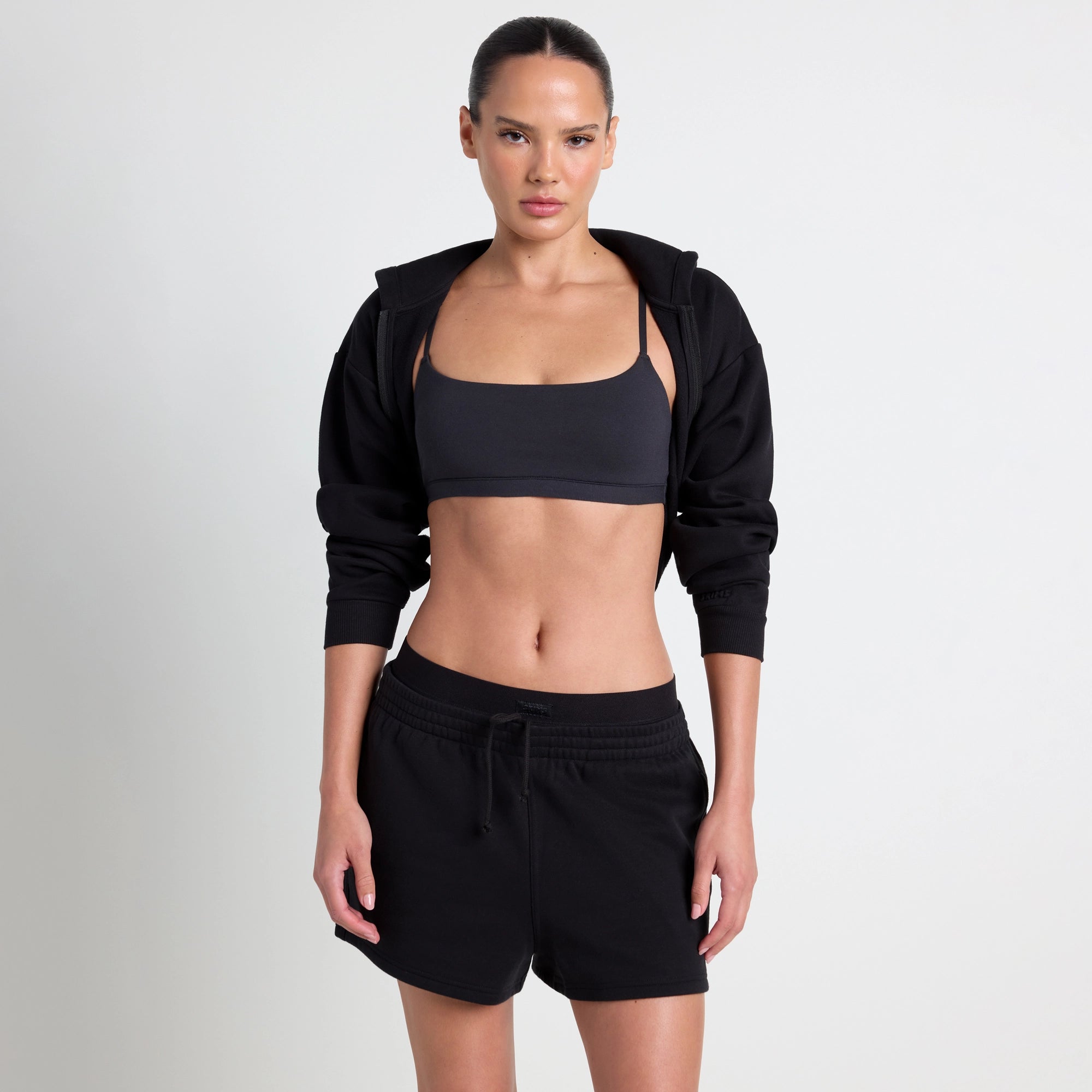 cotton fleece double waistband short cotton fleece double waistband short