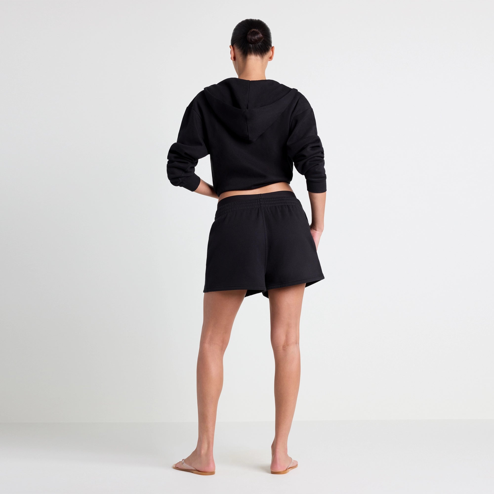 cotton fleece double waistband short cotton fleece double waistband short
