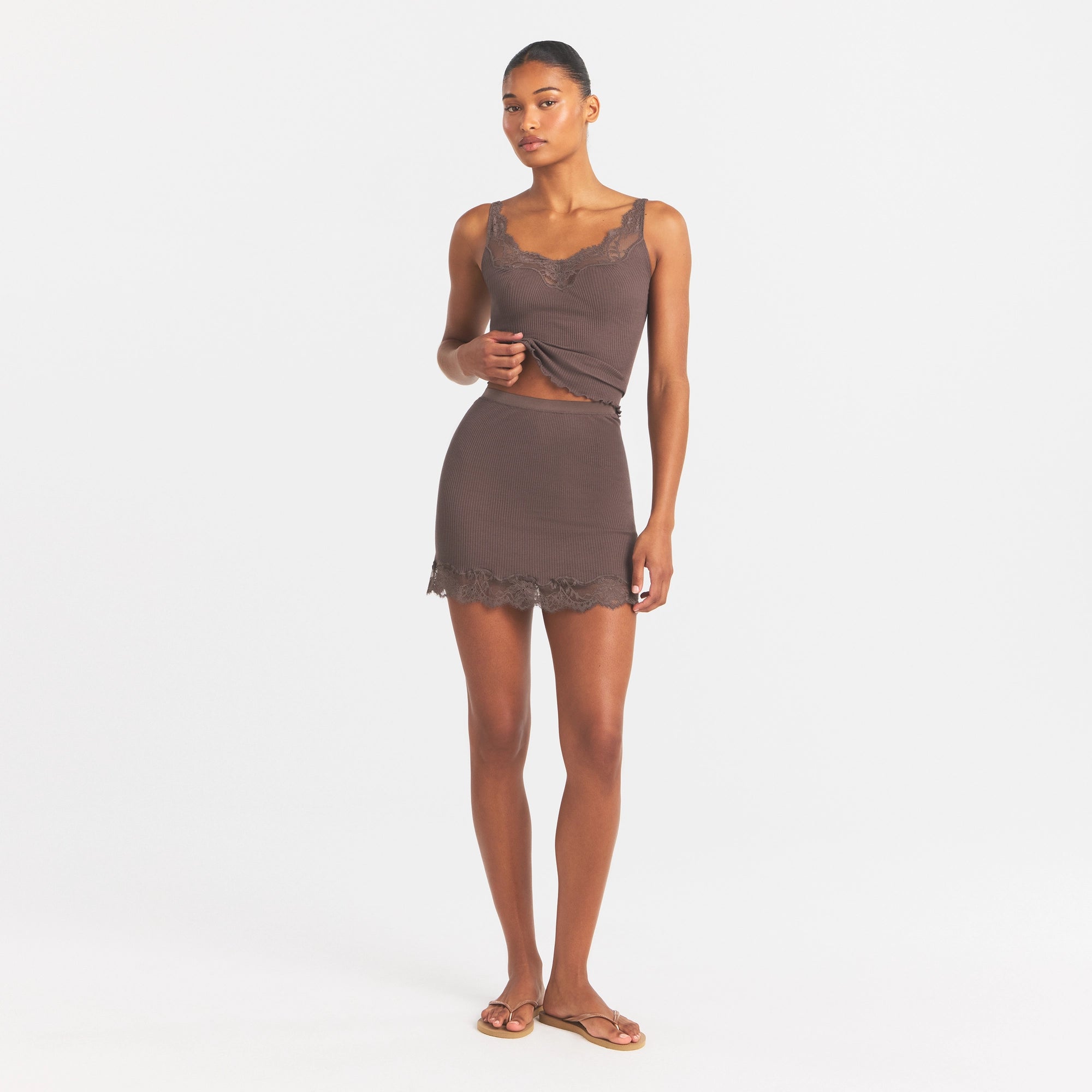 rib knit lace mini skirt rib knit lace mini skirt