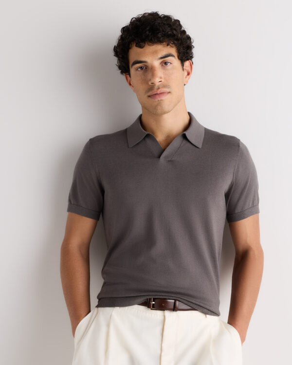 cotton silk johnny collar polo