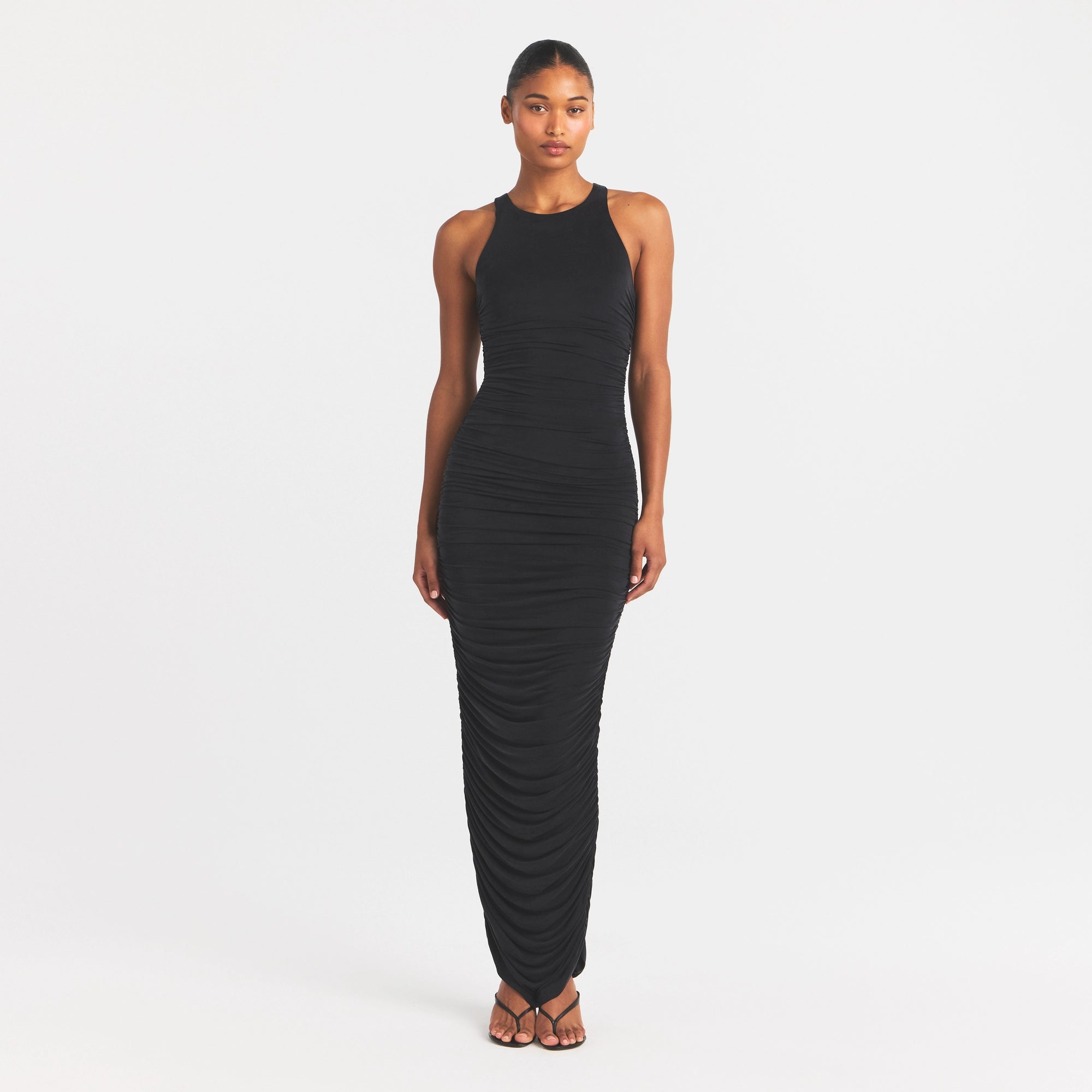 cupro jersey ruched long dress cupro jersey ruched long dress