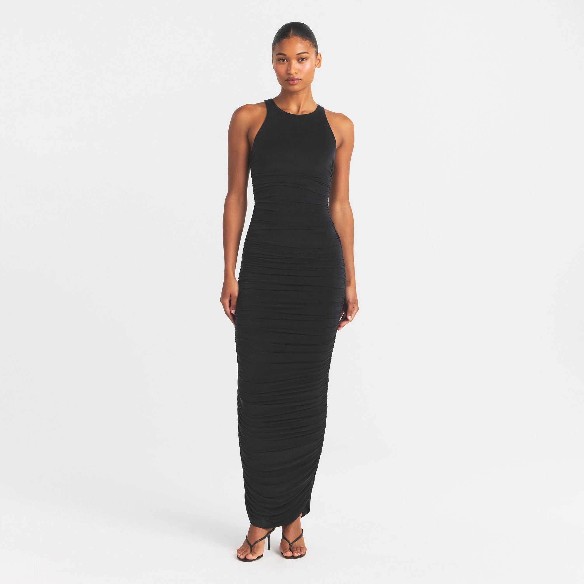 cupro jersey ruched long dress cupro jersey ruched long dress