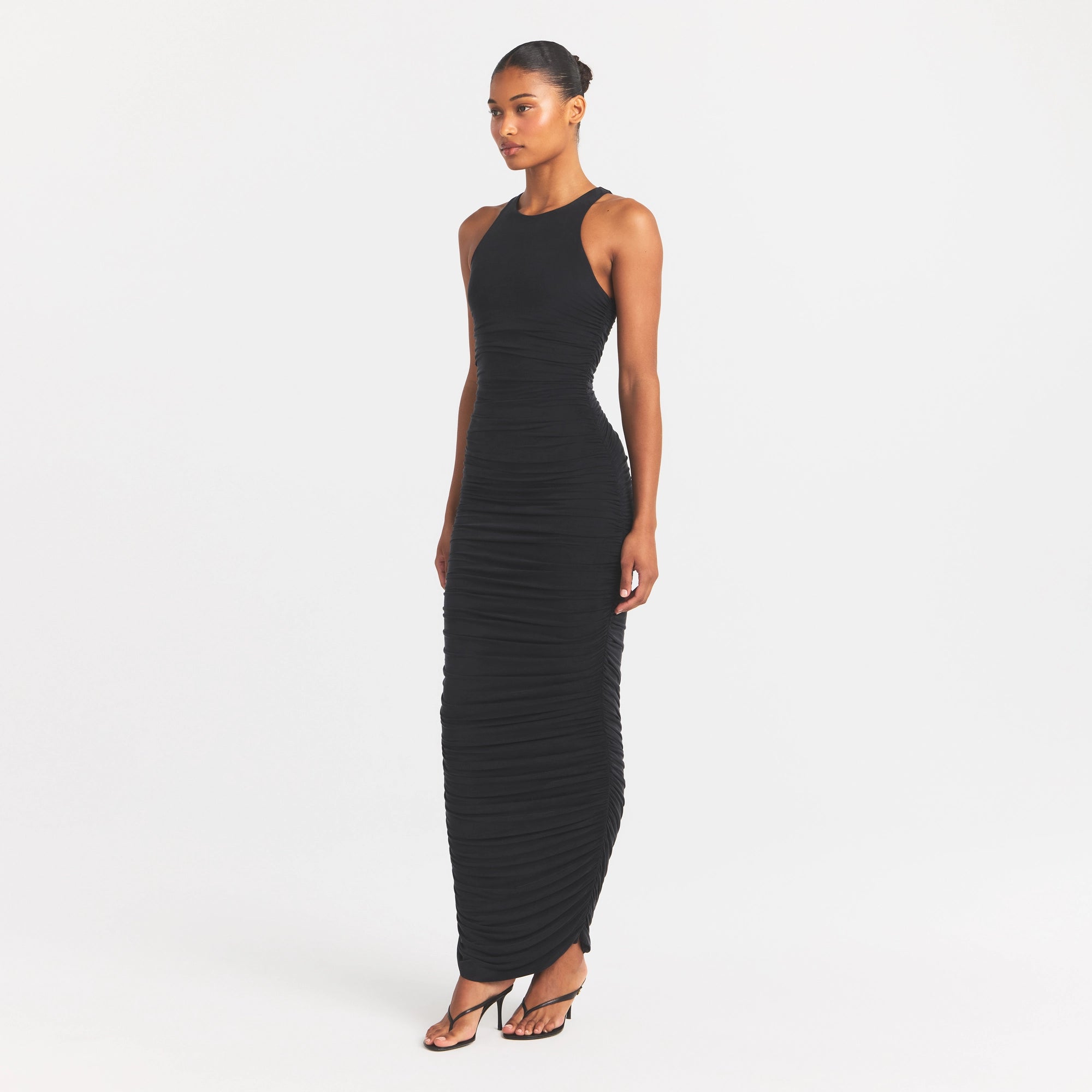 cupro jersey ruched long dress cupro jersey ruched long dress