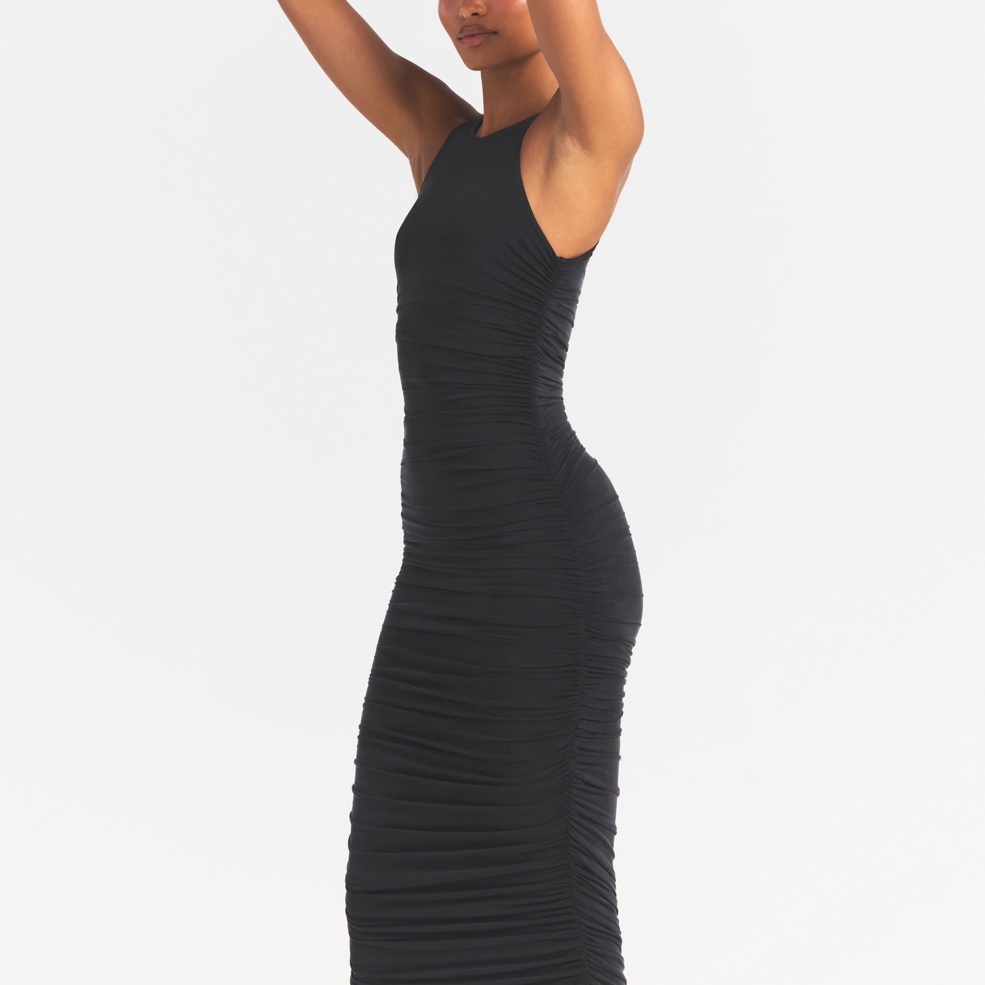 cupro jersey ruched long dress cupro jersey ruched long dress