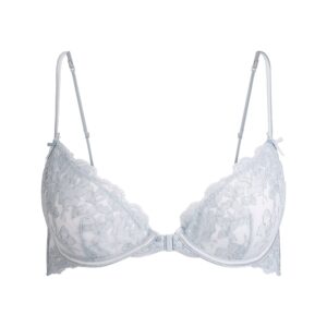 embroidered lingerie front close unlined bra