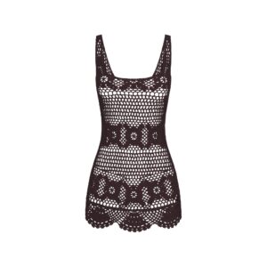 Home swim cover ups crochet mini tank dress