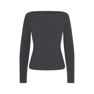 cotton jersey long sleeve boatneck top