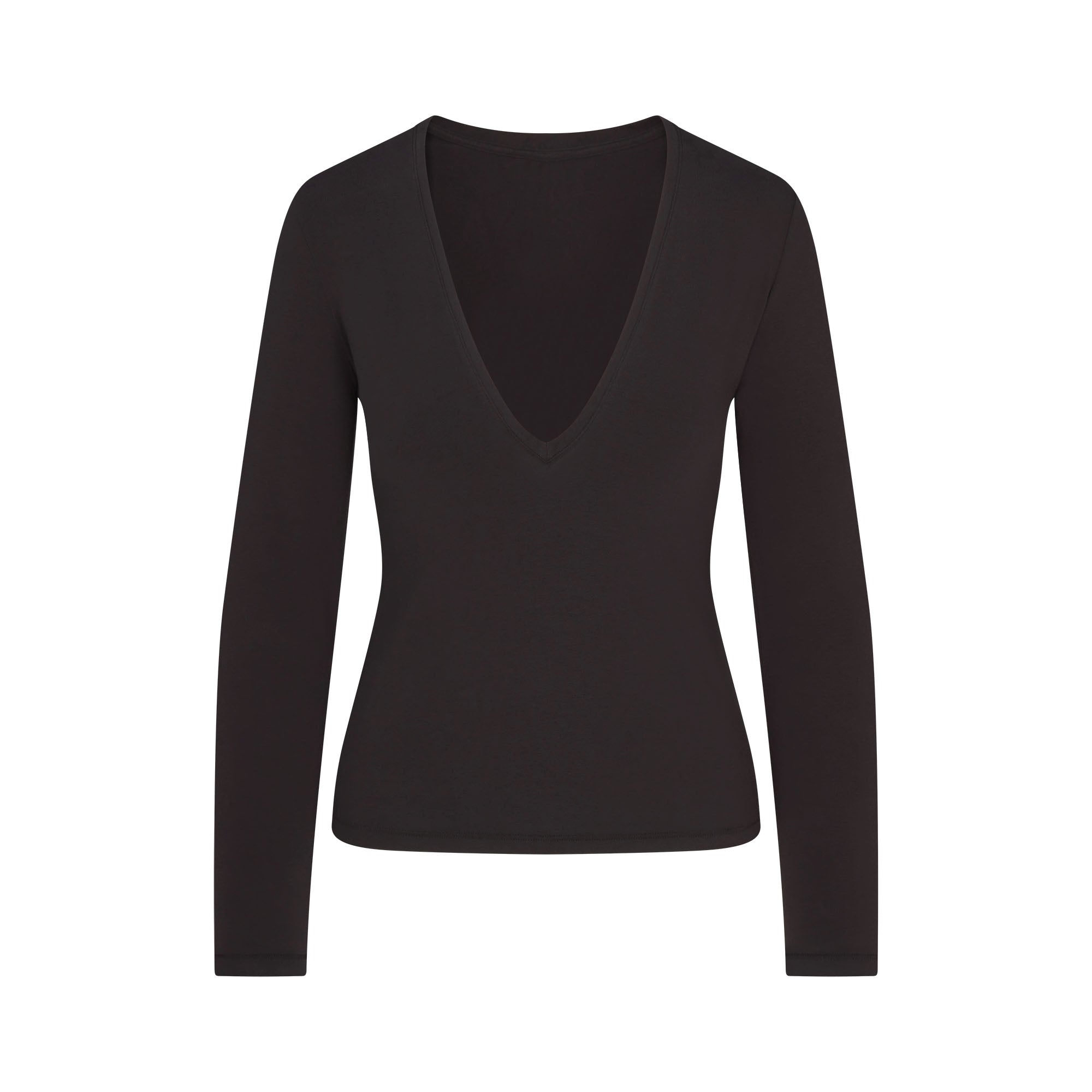 cotton jersey long sleeve plunge top cotton jersey long sleeve plunge top