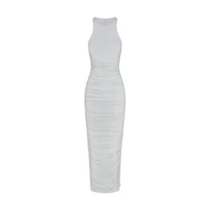 cupro jersey ruched long dress