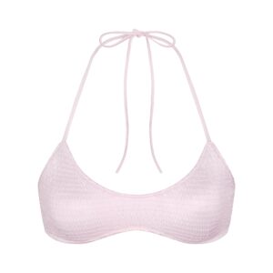 satin swim smocked scoop bikini top