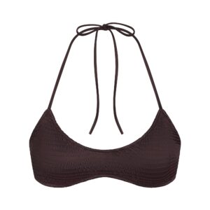 satin swim smocked scoop bikini top