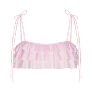 satin swim ruffle bikini top