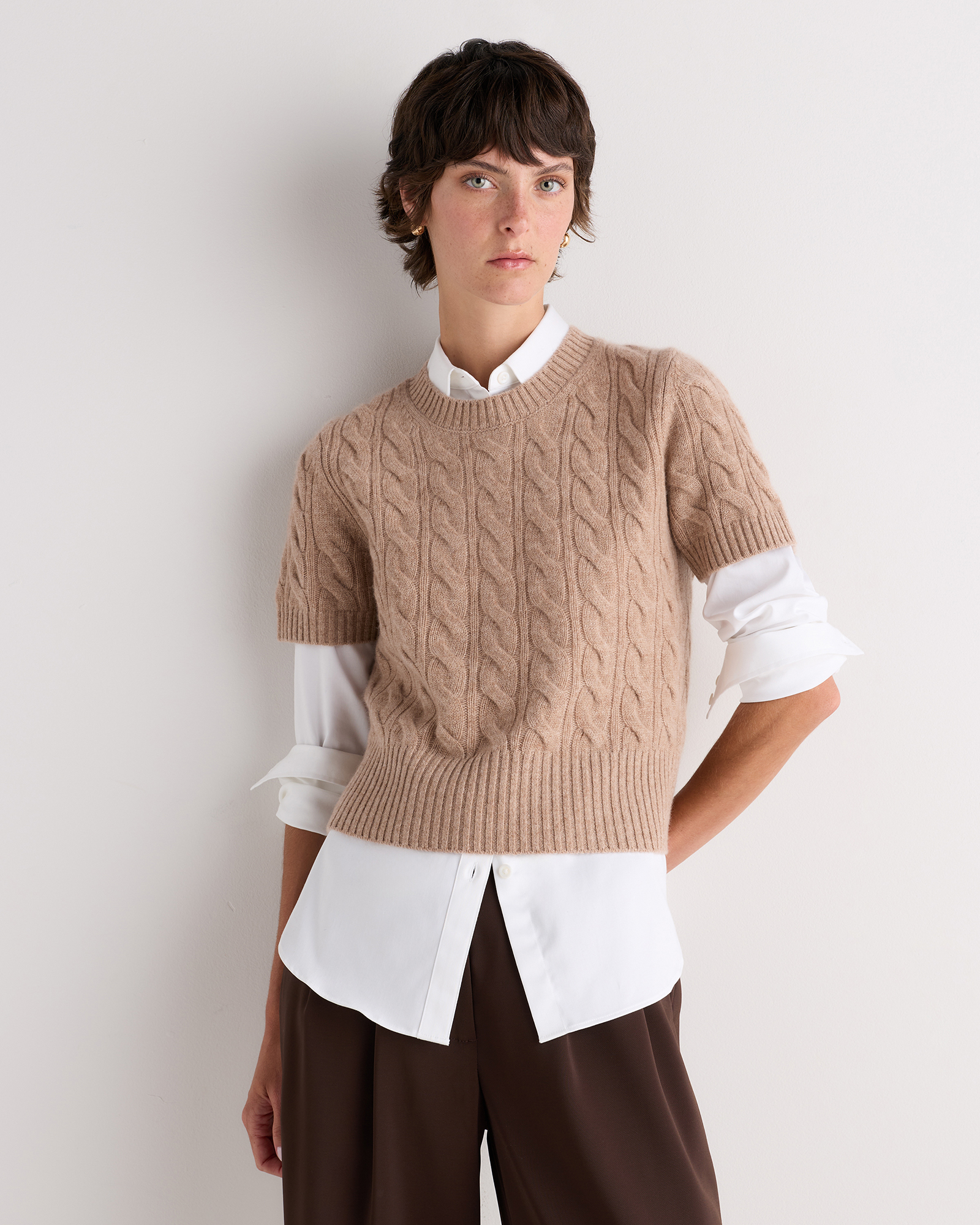 mongolian cashmere shrunken cable tee mongolian cashmere shrunken cable tee