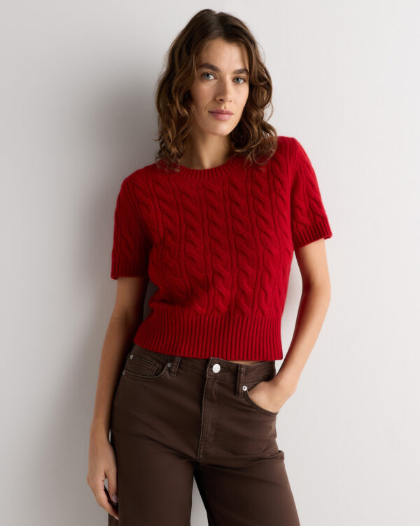 mongolian cashmere shrunken cable tee