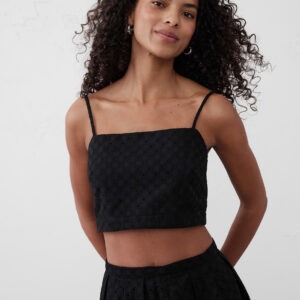 Home eyelet cropped cami