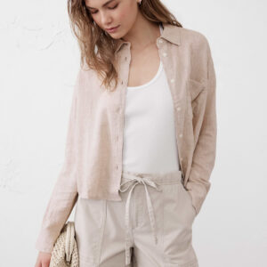 Витрина linen blend cropped shirt