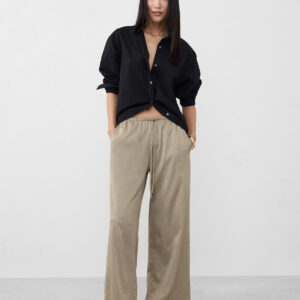 wide leg crinkled satin pull on pant
