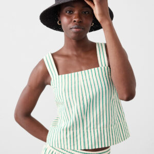 Home seersucker boxy topstitch tank