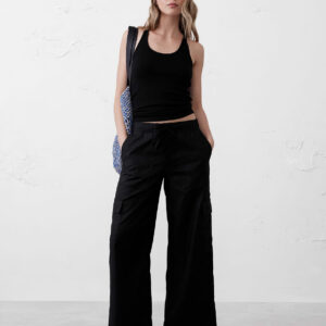 wide leg high rise cargo pull on pant