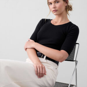 Home ribbed elbow sleeve t shirt