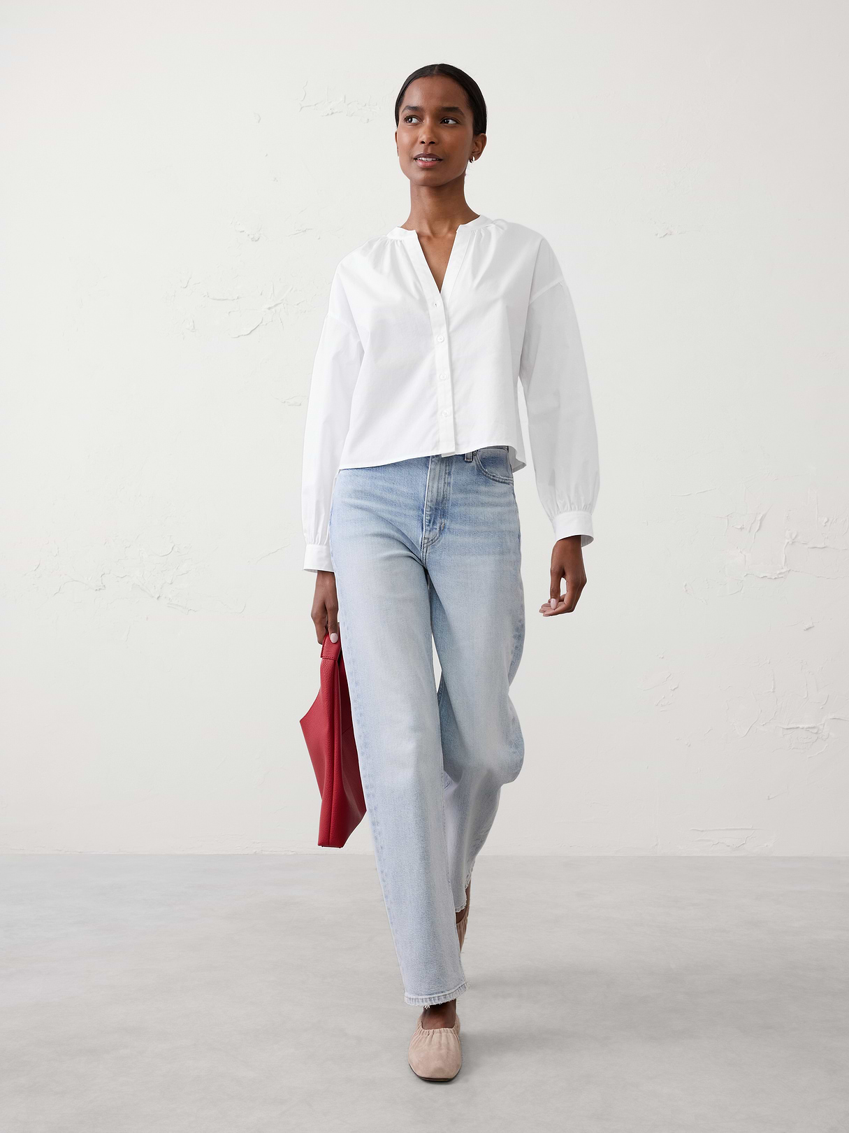 poplin puff sleeve buttoned top poplin puff sleeve buttoned top