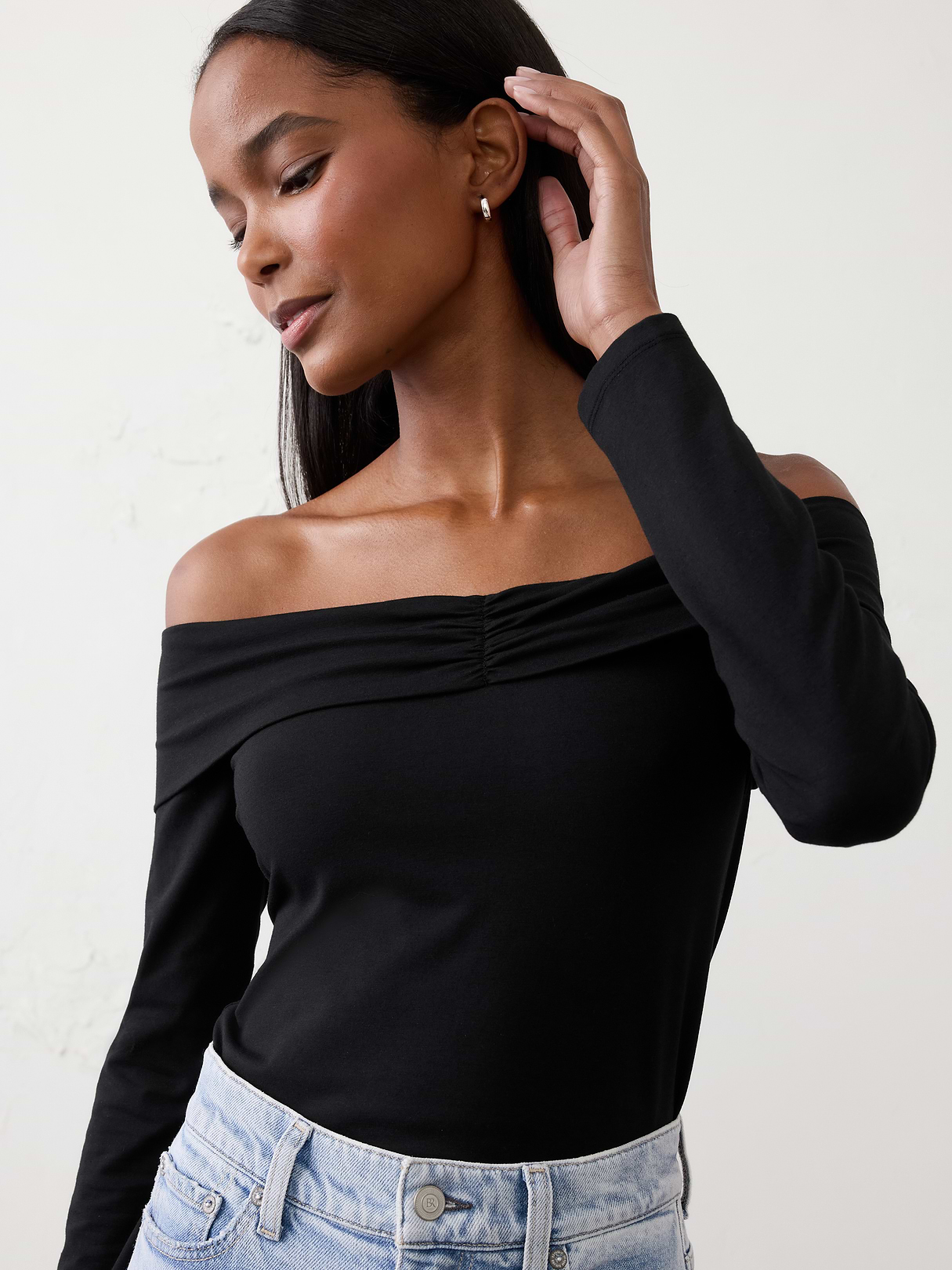 soft stretch off shoulder top soft stretch off shoulder top