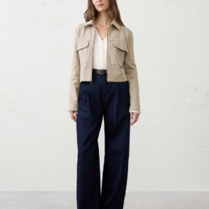knit twill cropped jacket