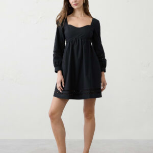eyelet gathered waist mini dress