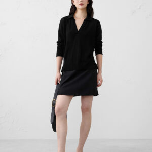 merino wool johnny collar sweater