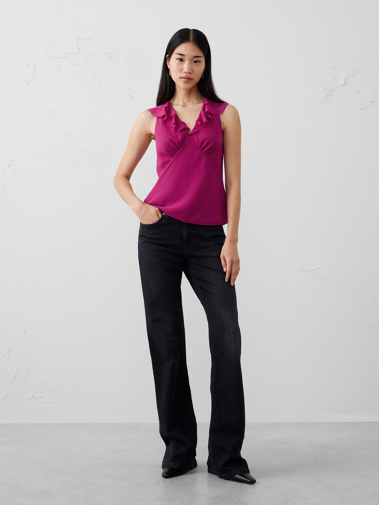 ruffle v neck chiffon top ruffle v neck chiffon top