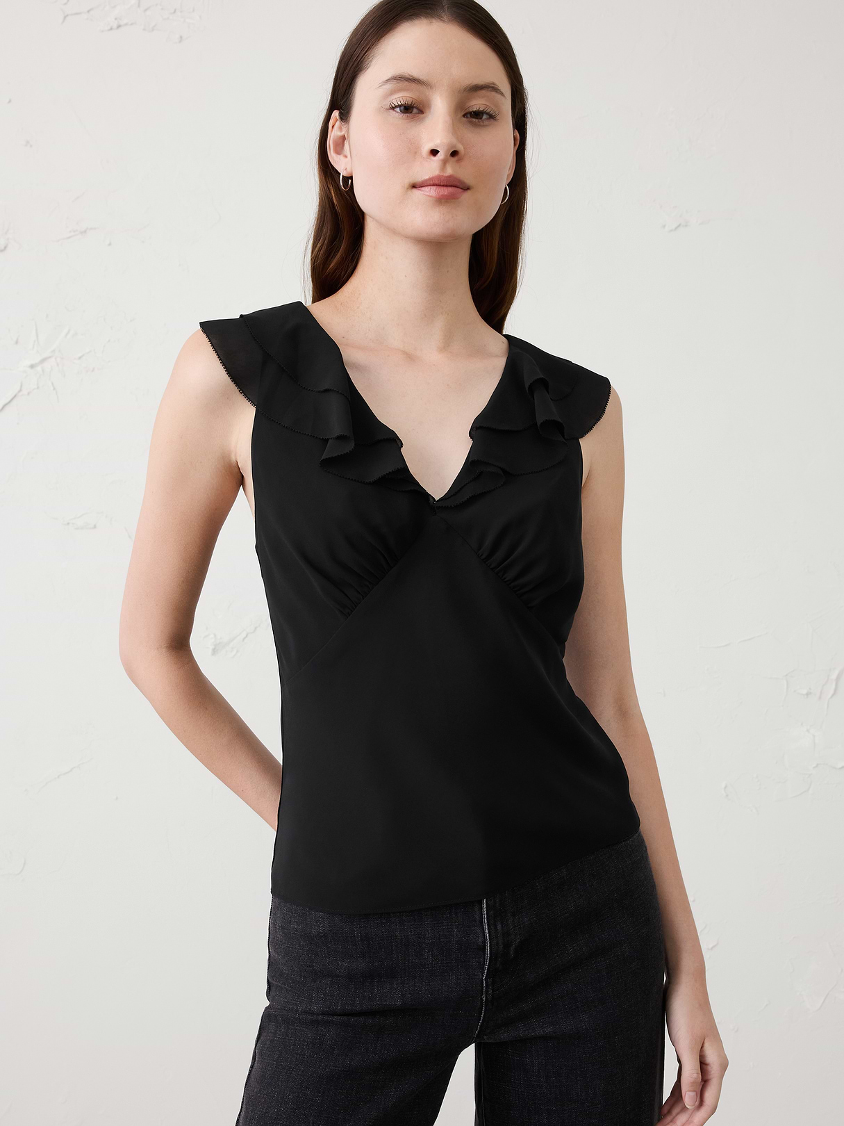 ruffle v neck chiffon top ruffle v neck chiffon top