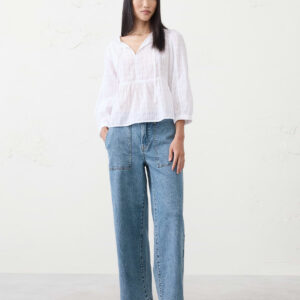 wide leg high rise utility jean