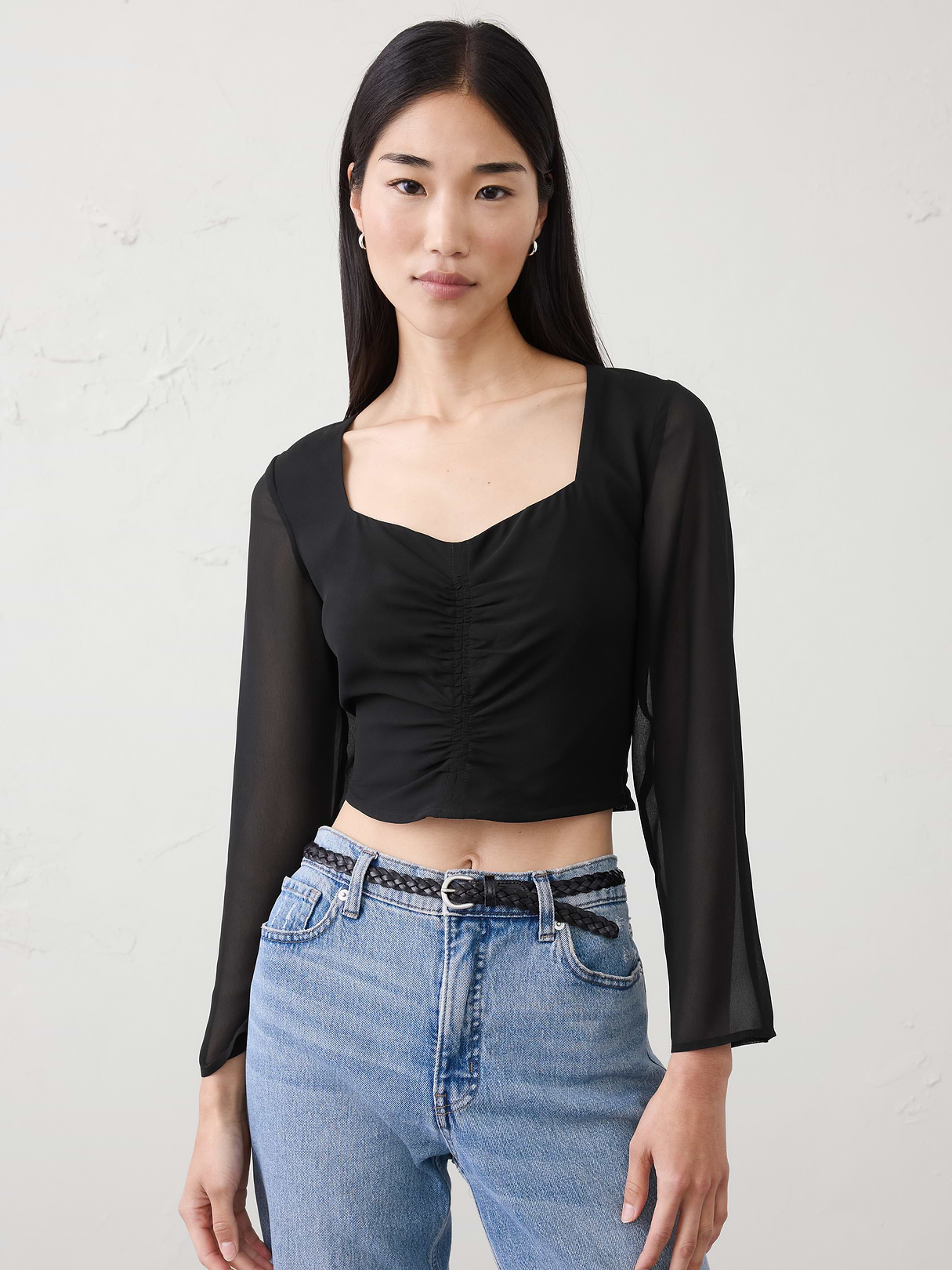 cropped shirred sweetheart neck top cropped shirred sweetheart neck top