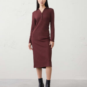 wide ribbed knit midi dress