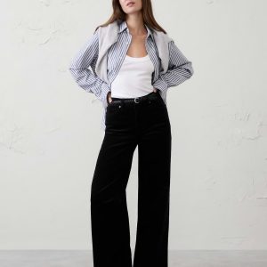 wide leg high rise corduroy pant