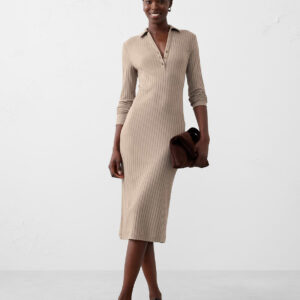 wide ribbed knit midi dress