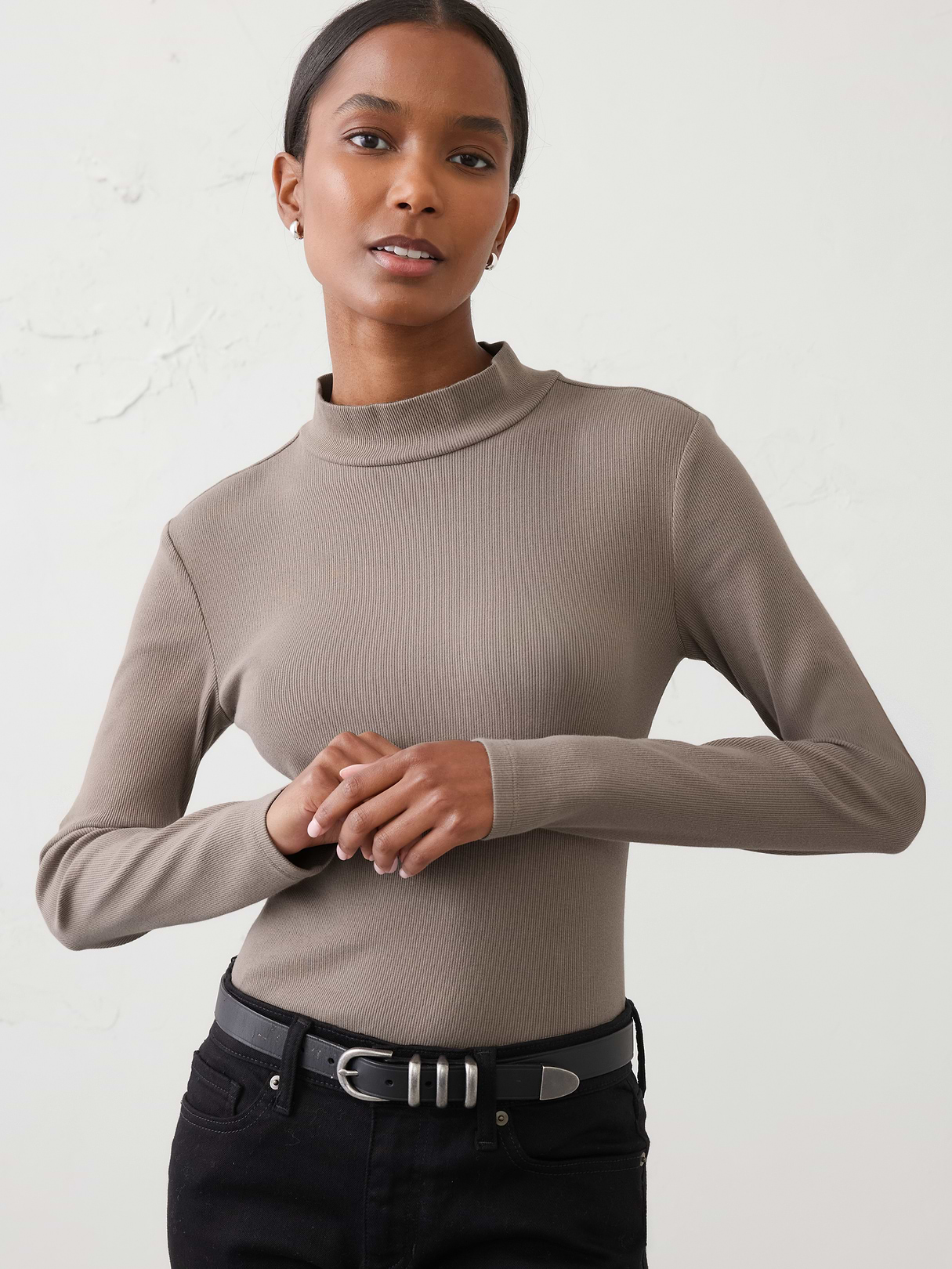 ribbed mock neck top ribbed mock neck top
