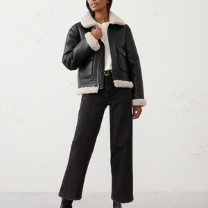 Витрина faux shearling vegan leather bomber jacket