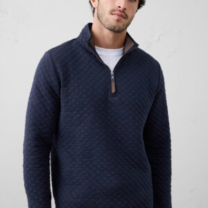 quilted knit quarter zip pullover