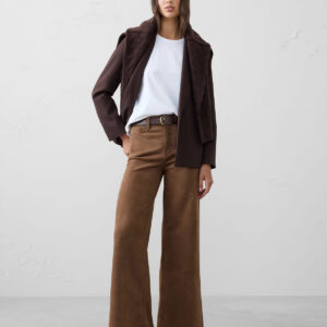 wide leg high rise vegan suede pant