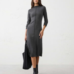 cozy ribbed knit midi dress